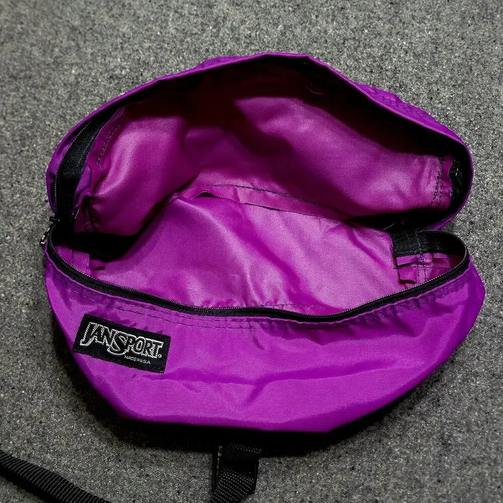 Vintage 80s 90s Jansport Fanny Pack Adult Unisex Purple Waist Bag Run Hike USA